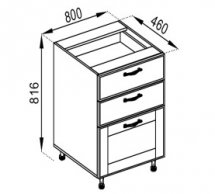 Тумба нижня Н 80 3Ш (2+1) LUX Домініка