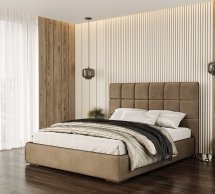 Ліжко м'яке двоспальне Лев Сантьяго з підйомним механізмом та нішею для білизни