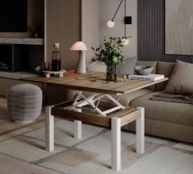  Стол-трансформер B-Fly Art In Head Дуб Эвок / Белый бриллиант