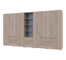 Шкаф для одежды Дорос Гелар дуб сонома 8 дверной с пеналом 370 см