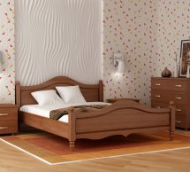 Ліжко двоспальне дерев'яне Явіто Лаванда Масив Вільха / Ясен / Дуб 