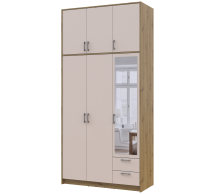 Шкаф для одежды Дорос Ронди кашемир с высокой антресолей и зеркалом 3-дверный 121 см