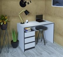 Комп'ютерний стіл Vector Інтарсіо Біла Аляска/Чорний 120 см 