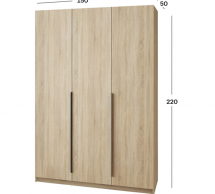 Шкаф Mebelstar Оскар трехдверный с ящиками Дуб сонома 150 см