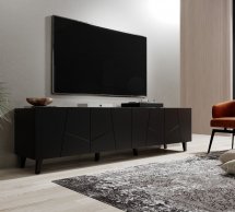 Тумба под ТВ Etna/Этна RTV200 4D Черный/Черный глянец Cama Ширина 200 см