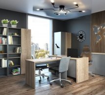 Офисный стол Connect C Интарсио Дуб Сонома Трюфель/Антрацит 130 см