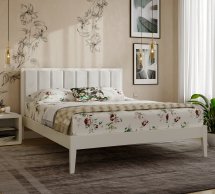 Кровать деревянная с мягкой вставкой ArborDrev Грация Премиум Сосна / Бук Белый