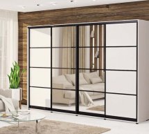 Шафа-купе з дзеркалом з 4 частин Комфорт меблі білий 4 дверна 400 см