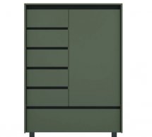 Комод REG1D5S1K 2-дверный с 5 ящиками Лаундж Зеленый димчастый / Черный