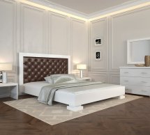 Кровать деревянная с мягкой вставкой ArborDrev Подиум Белый Сосна / Бук