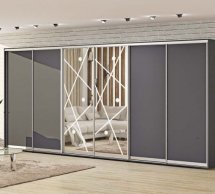 Шафа-купе з дзеркалом Комфорт меблі графіт 6 дверна 540 см