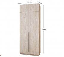 Шкаф Mebelstar Оскар двухдверный с антресолью Аляска серая 100 см