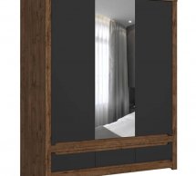 Шкаф с зеркалом SZF2D1M3S BRW Poland Ruso 3 дверный черный 179 см