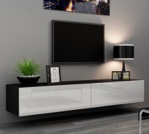 Тумба под ТВ Vigo/Виго RTV180 Чёрный мат/Белый глянец Cama Ширина 180 см