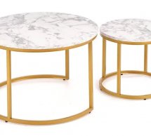 Стол журнальный Paola белый мармур/золотой