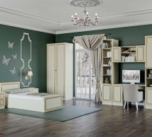 Модульная спальня Tiffani/Тиффани Киевский Стандарт Ваниль/Золото/Ваниль супермат