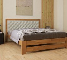 Ліжко дерев'яне з м'якою вставкою ArborDrev Симфонія Люкс Сосна / Бук