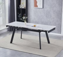 Стол OSLO CERAMIC Интарсио белый глянец/черный каркас Раскладной 120/180 см