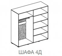 Шкаф 4Д Світ Меблів Бьянко Графит 4 дверный графит 200 см
