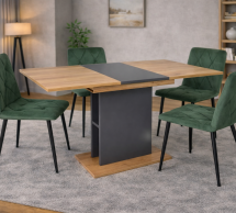 Стол обеденный Stoun / Стоун Интарсио Дуб крафт золотой/Антрацит Раскладной 100/135 см