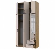 Шкаф для одежды Дорос Ронди кашемир с высокой антресолей и зеркалом 3-дверный 121 см