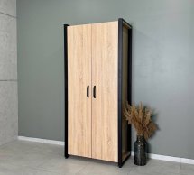 Шафа 2Д LOFT полиці Дуб Сонома / Чорний мат MebliRoMax