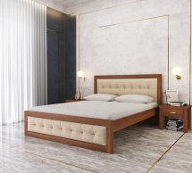 Кровать деревянная с мягкой вставкой Лев Мадрид Плюс массив Бук