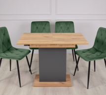 Стол обеденный Stoun / Стоун Интарсио Дуб крафт золотой/Антрацит Раскладной 100/135 см