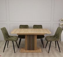 Обеденный стол CASANDRA Интарсио Дуб артизан / Черный Раскладной 140/180 см