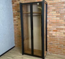 Шкаф 2Д LOFT Стекло Дуб сонома / Чёрный мат MebliRoMax