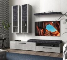 Стінка Лічі Бетон стайл / Бетон темний