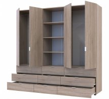Шкаф для одежды Дорос Гелар дуб сонома 4-х дверный с пеналом 215 см