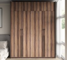 Шкаф Морели R-0020 Рамо 4 дверная дуб кверкус со штангой и полками 197 см