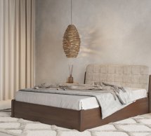 Кровать двуспальная деревянная Лев Калифорния с подьемным механизмом и нишей для белья Щит бука