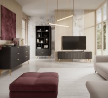 Модульна вітальня Lante Чорний/Золоті ніжки