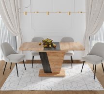 Стол кухонный раскладной FOREST D/A Интарсио Дуб Крафт Золотой/Ателье Темный 120/160 см