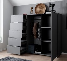 Комод Люция 1дв 5ящ Графит серый Миромарк