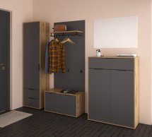 Модульная прихожая Сокме Нитро Графит Дуб вотан / Серый графит