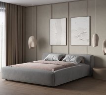 Ліжко м'яке двоспальне Городок меблі Самсон без підйомного механізму