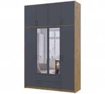 Шафа для одягу Дорос Ронді графіт з високою антресолею та дзеркалом 4 дверна 160 см