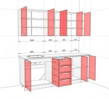 Кухонний комплект Фарбований високий глянець 2,1 м