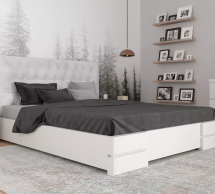 Ліжко дерев'яне Камелія ромб з підйомним механізмом та нішею для білизни Білий Сосна / Бук