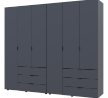 Шкаф Дорос Гелар графит с Этажеркой 6 дверной 270,6 см