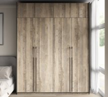 Шкаф Морели R-0019 Рамо 4 дверный дуб гранж со штангой и полками 197см