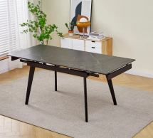 Стол OSLO CERAMIC Интарсио черный мат/черный каркас Раскладной 120/180 см