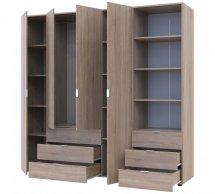 Шкаф для одежды Дорос Гелар дуб сонома 4 дверный с пеналом 215 см