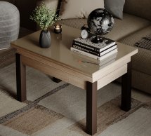 Стол-трансформер B-Fly Glass Дуб сонома/Венге ноги/Бежевое стекло