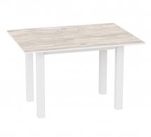 Стол-трансформер Dinner Glass Артвуд светлый/Белые ноги/Белое стекло