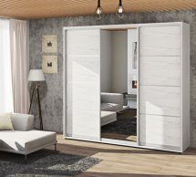 Шафа-купе з дзеркалом з 4 частин Комфорт меблі білий 3 дверна 260 см