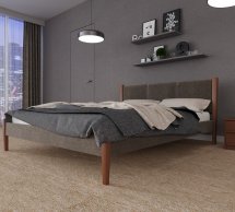 Ліжко двоспальне дерев'яне з м'якою вставкою ЧДК Сеул масив Вільха 